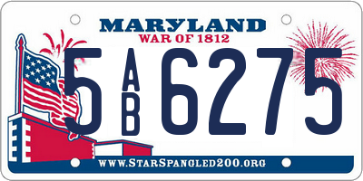 MD license plate 5AB6275
