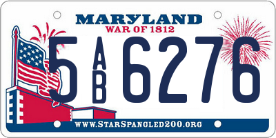 MD license plate 5AB6276