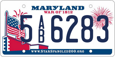MD license plate 5AB6283