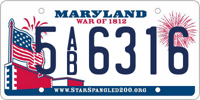MD license plate 5AB6316