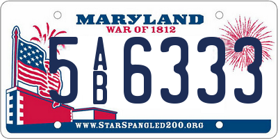 MD license plate 5AB6333