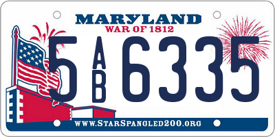 MD license plate 5AB6335