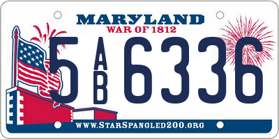 MD license plate 5AB6336