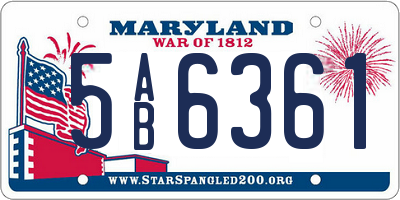 MD license plate 5AB6361