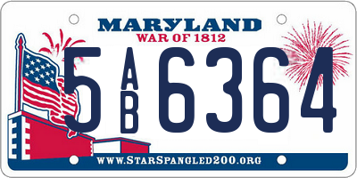 MD license plate 5AB6364