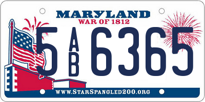 MD license plate 5AB6365