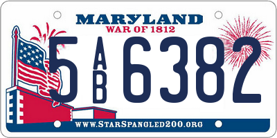 MD license plate 5AB6382