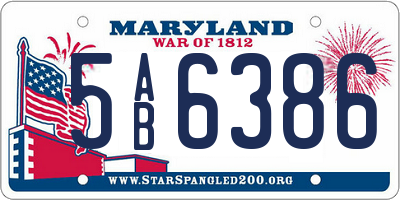 MD license plate 5AB6386