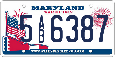 MD license plate 5AB6387