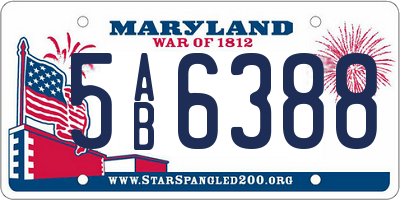 MD license plate 5AB6388