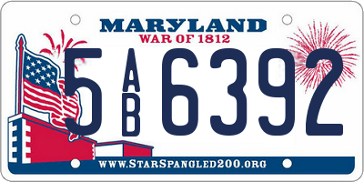 MD license plate 5AB6392