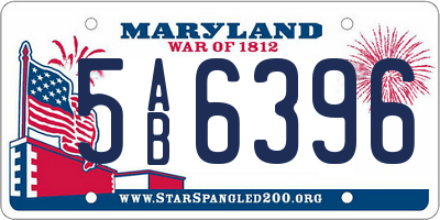 MD license plate 5AB6396
