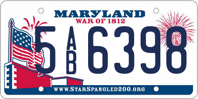 MD license plate 5AB6398