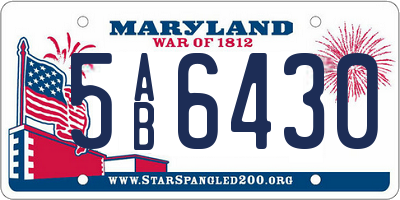 MD license plate 5AB6430