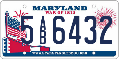 MD license plate 5AB6432
