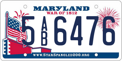 MD license plate 5AB6476