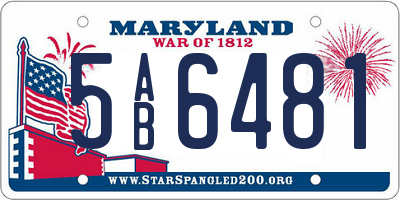 MD license plate 5AB6481