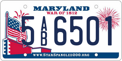 MD license plate 5AB6501