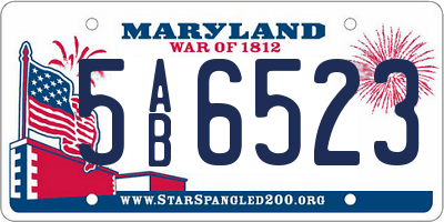 MD license plate 5AB6523