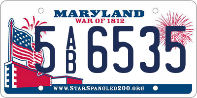 MD license plate 5AB6535