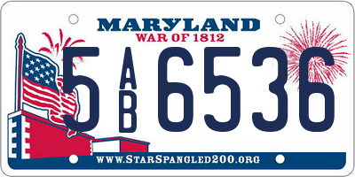 MD license plate 5AB6536