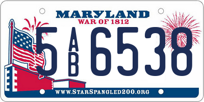 MD license plate 5AB6538