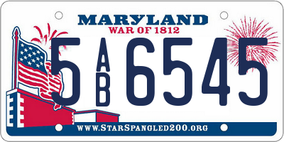 MD license plate 5AB6545