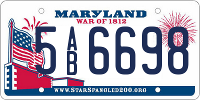 MD license plate 5AB6698