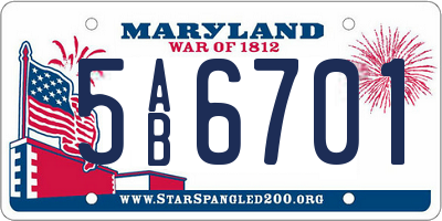 MD license plate 5AB6701