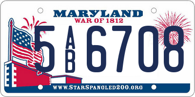 MD license plate 5AB6708