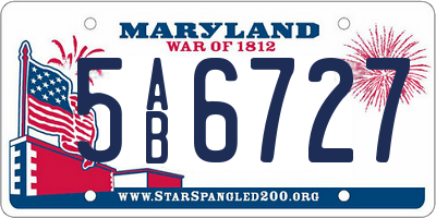 MD license plate 5AB6727