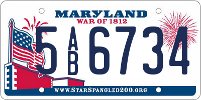 MD license plate 5AB6734