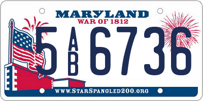 MD license plate 5AB6736