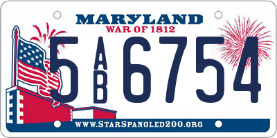 MD license plate 5AB6754