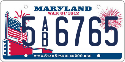 MD license plate 5AB6765