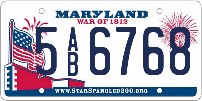 MD license plate 5AB6768