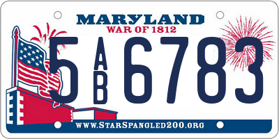 MD license plate 5AB6783