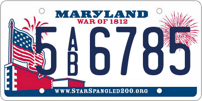 MD license plate 5AB6785