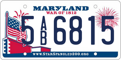 MD license plate 5AB6815