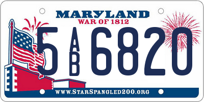 MD license plate 5AB6820