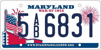 MD license plate 5AB6831