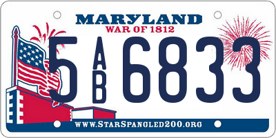 MD license plate 5AB6833