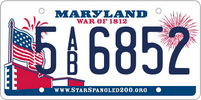 MD license plate 5AB6852