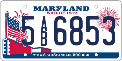 MD license plate 5AB6853