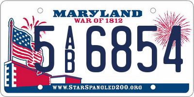 MD license plate 5AB6854