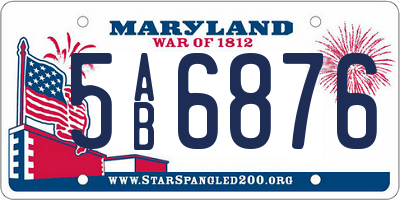 MD license plate 5AB6876