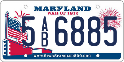 MD license plate 5AB6885