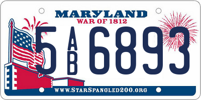 MD license plate 5AB6893