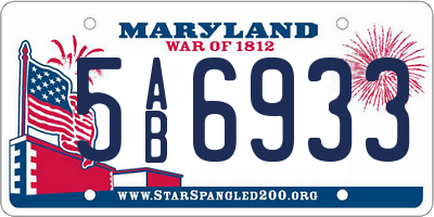 MD license plate 5AB6933