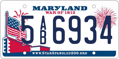 MD license plate 5AB6934